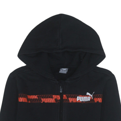 Puma Boys Black Full Zip Fleece Hoodie 16 Years Sports Logo Sweatshirt