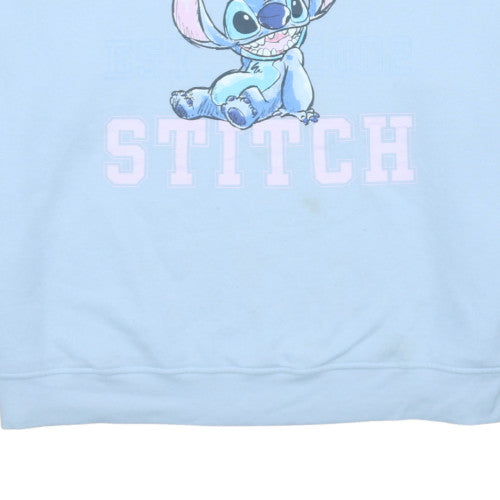 Disney Women Blue Stitch Sweatshirt 2XL Crew Neck Pullover