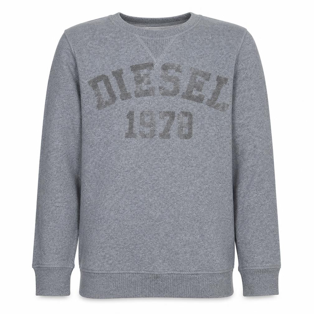 Diesel Men's Grey Cotton Crew Neck Graphic Sweatshirt S