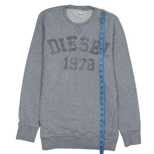 Diesel Men's Grey Cotton Crew Neck Graphic Sweatshirt S