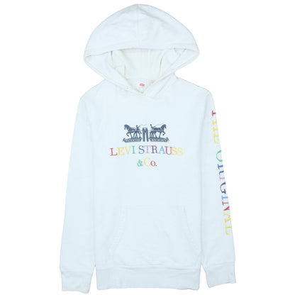Levi's Women's White Pullover Hoodie Small Rainbow Logo