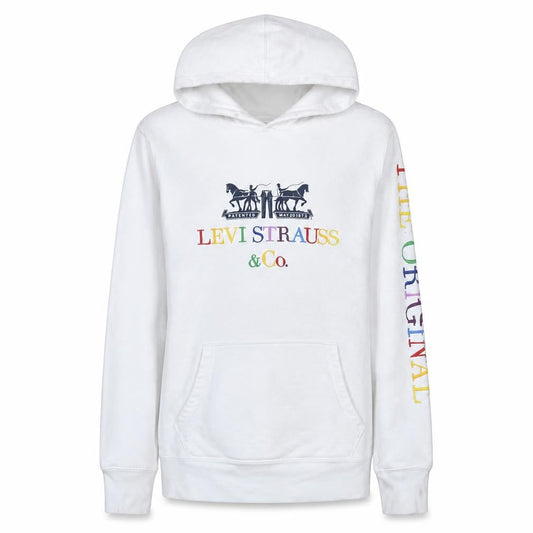 Levi's Women's White Pullover Hoodie Small Rainbow Logo