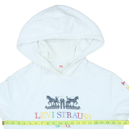 Levi's Women's White Pullover Hoodie Small Rainbow Logo