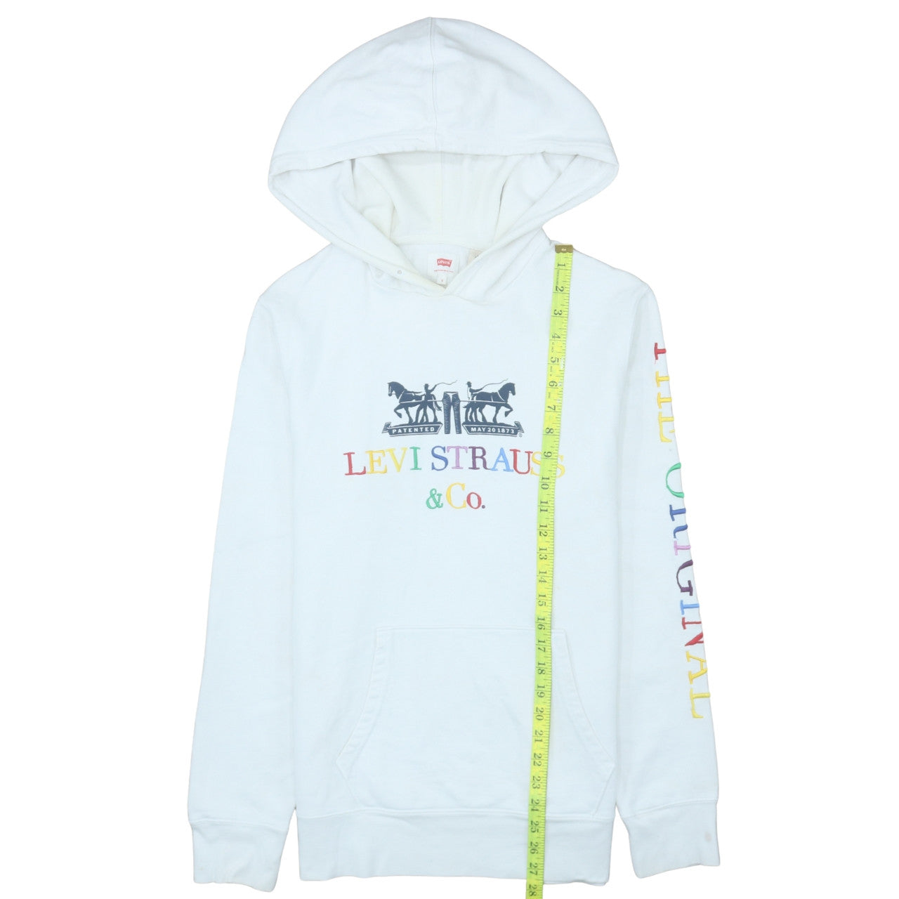 Levi's Women's White Pullover Hoodie Small Rainbow Logo
