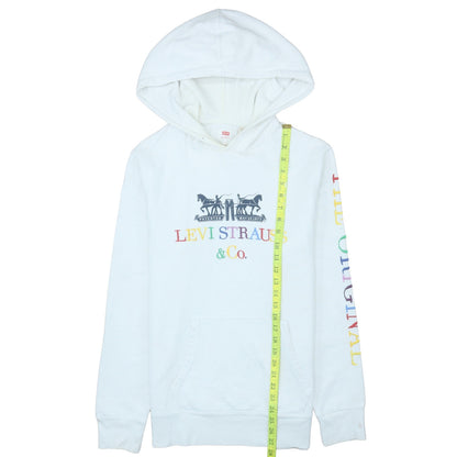 Levi's Women's White Pullover Hoodie Small Rainbow Logo