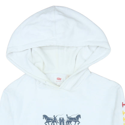 Levi's Women's White Pullover Hoodie Small Rainbow Logo
