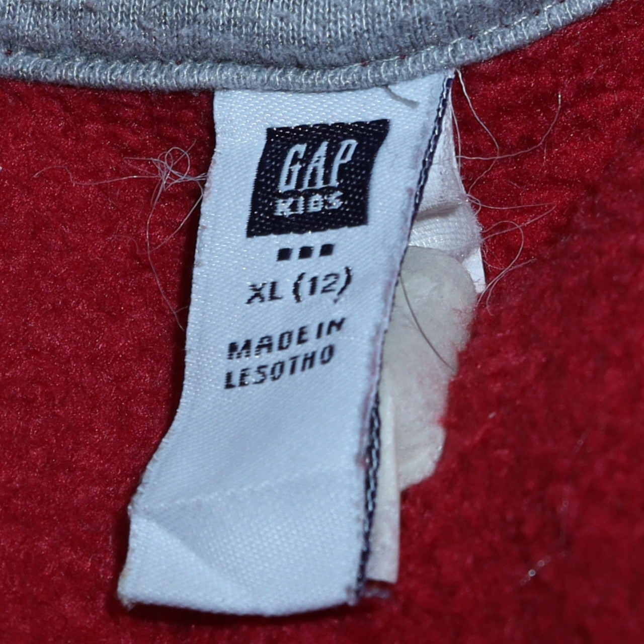 GAP Boys Red Fleece Pullover Hoodie Size 12 Years Warm Logo Sweatshirt