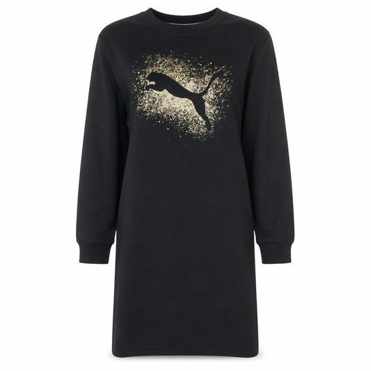 Puma Women’s Black Long Sleeve T-Shirt Dress M Sports Logo Casual