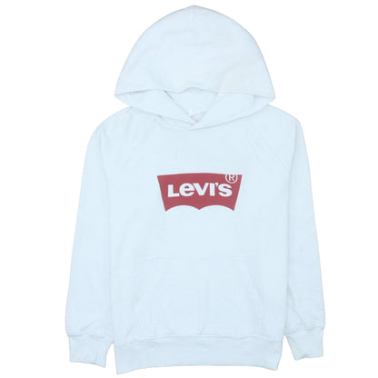 Levi's Women White Hoodie Medium Pullover Cotton Logo Casual