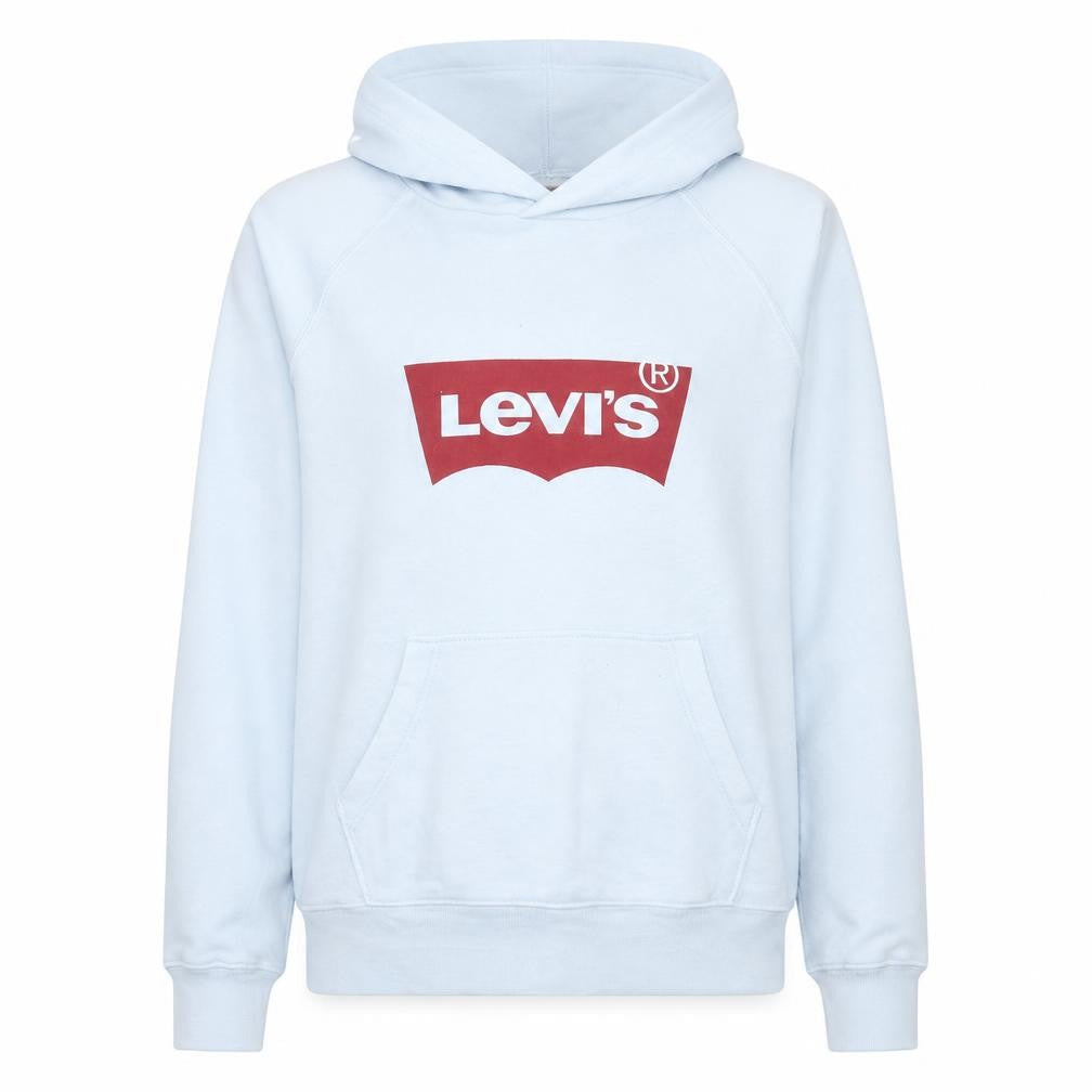 Levi's Women White Hoodie Medium Pullover Cotton Logo Casual