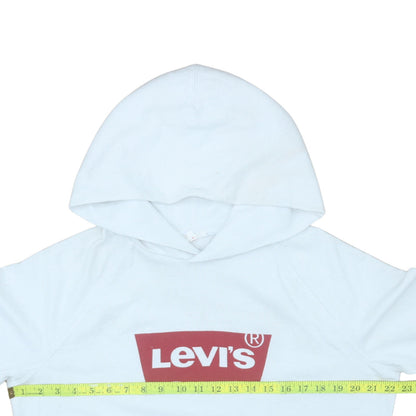 Levi's Women White Hoodie Medium Pullover Cotton Logo Casual