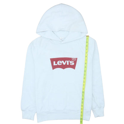 Levi's Women White Hoodie Medium Pullover Cotton Logo Casual