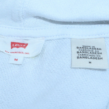Levi's Women White Hoodie Medium Pullover Cotton Logo Casual