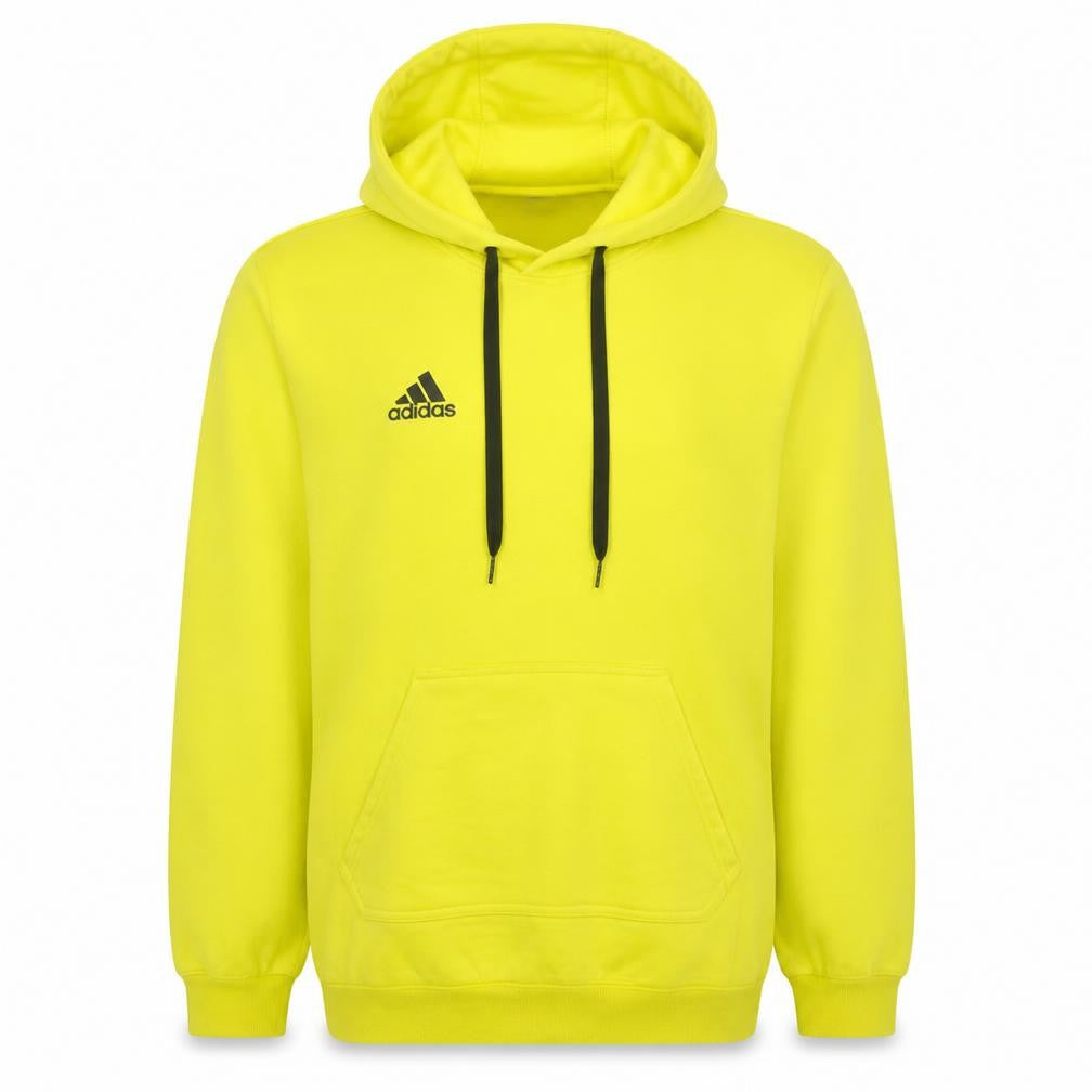 Adidas Men's Yellow Pullover Hoodie L Regular Fit Sports Fleece