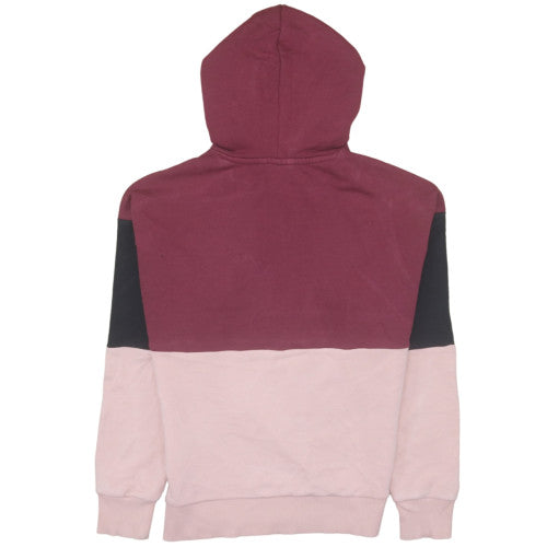 Fila Womens Burgundy Pink Colourblock Pullover Hoodie XS