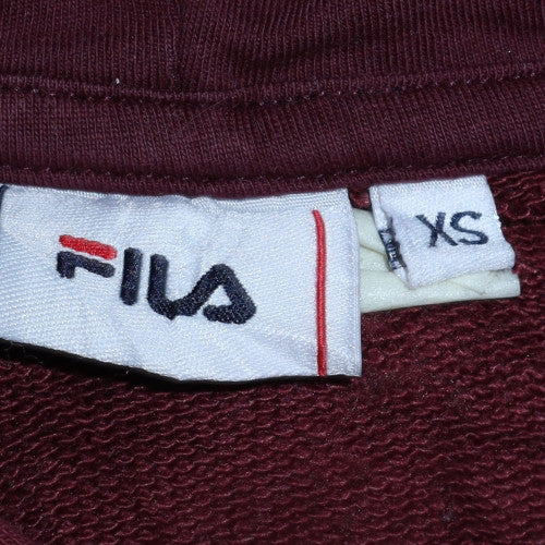 Fila Womens Burgundy Pink Colourblock Pullover Hoodie XS