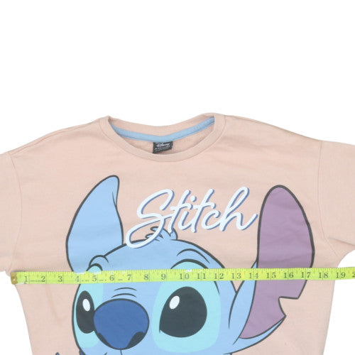 Disney Primark Girls Beige Stitch Sweatshirt 13-14 Years Lined Graphic Print