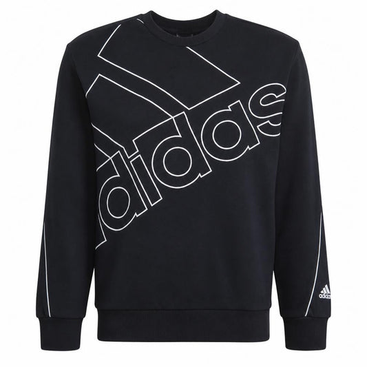 Adidas Men's Black Small Pullover Logo Sweatshirt Crew Neck Sportswear