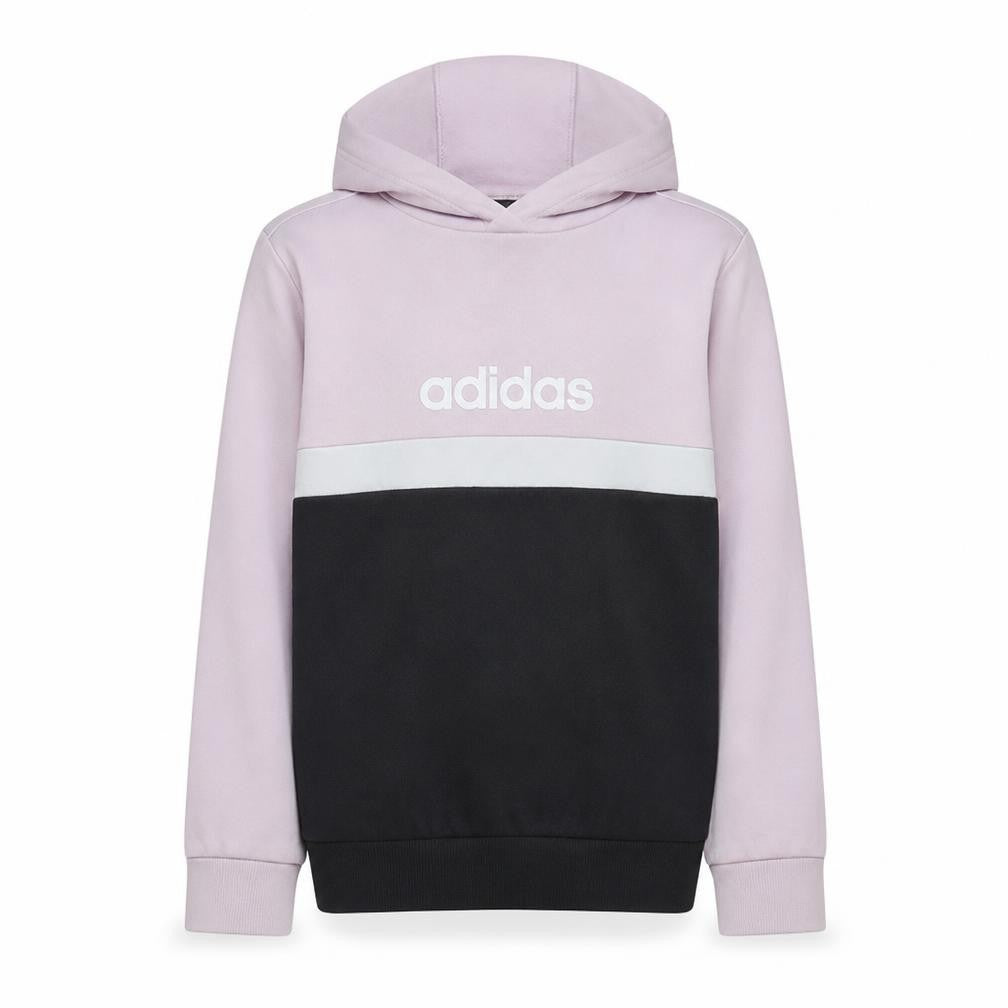 Adidas Girls Pink & Black Colourblock Pullover Hoodie Size 13-14 Years