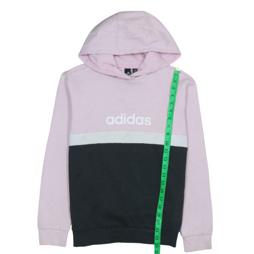 Adidas Girls Pink & Black Colourblock Pullover Hoodie Size 13-14 Years