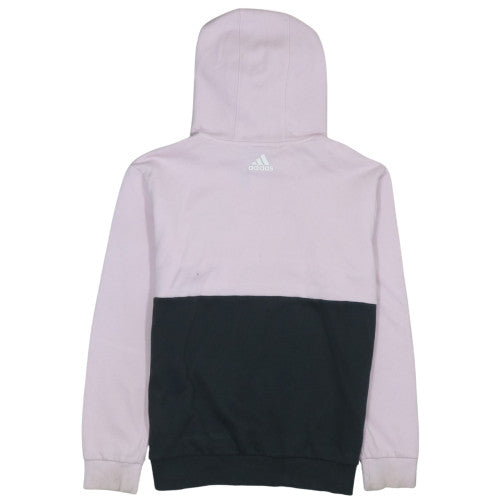 Adidas Girls Pink & Black Colourblock Pullover Hoodie Size 13-14 Years