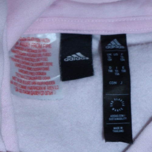 Adidas Girls Pink & Black Colourblock Pullover Hoodie Size 13-14 Years