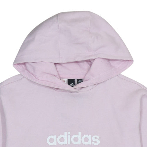 Adidas Girls Pink & Black Colourblock Pullover Hoodie Size 13-14 Years