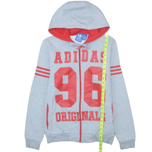Adidas Originals Men's Grey Red Full Zip Hoodie Size S