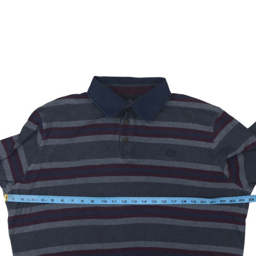 Marks and Spencer Blue Harbour Men's Blue Large Striped Collared Sweatshirt