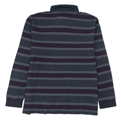 Marks and Spencer Blue Harbour Men's Blue Large Striped Collared Sweatshirt