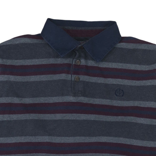 Marks and Spencer Blue Harbour Men's Blue Large Striped Collared Sweatshirt