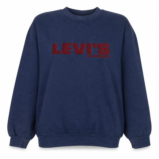 Levi's Women's Navy Blue Crew Neck Pullover Sweatshirt L Logo Print