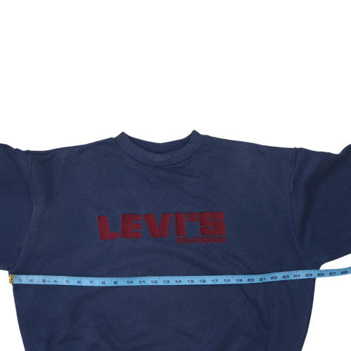 Levi's Women's Navy Blue Crew Neck Pullover Sweatshirt L Logo Print