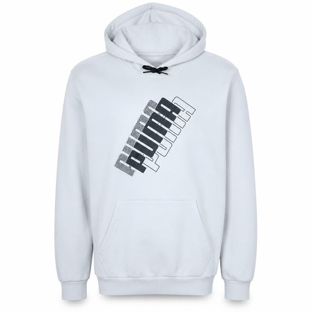 Puma Men's White Medium Pullover Hoodie with Graphic Logo