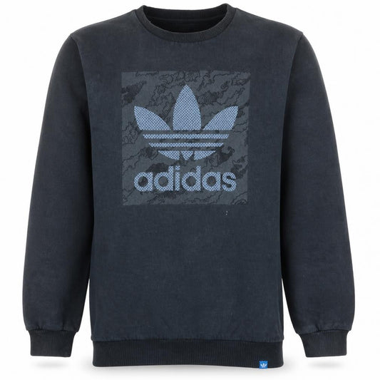 Adidas Mens Black Crew Neck Logo Pullover Sweatshirt Size M
