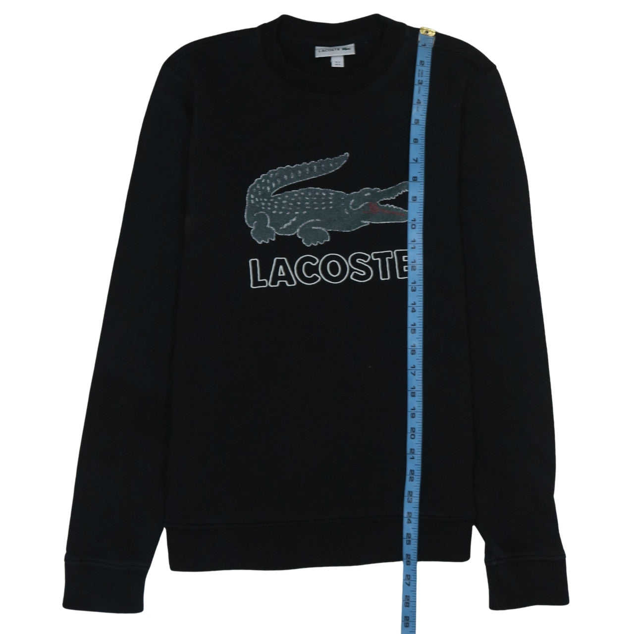 Lacoste Men's Black Crew Neck Sweatshirt Size S Embroidered Crocodile Logo