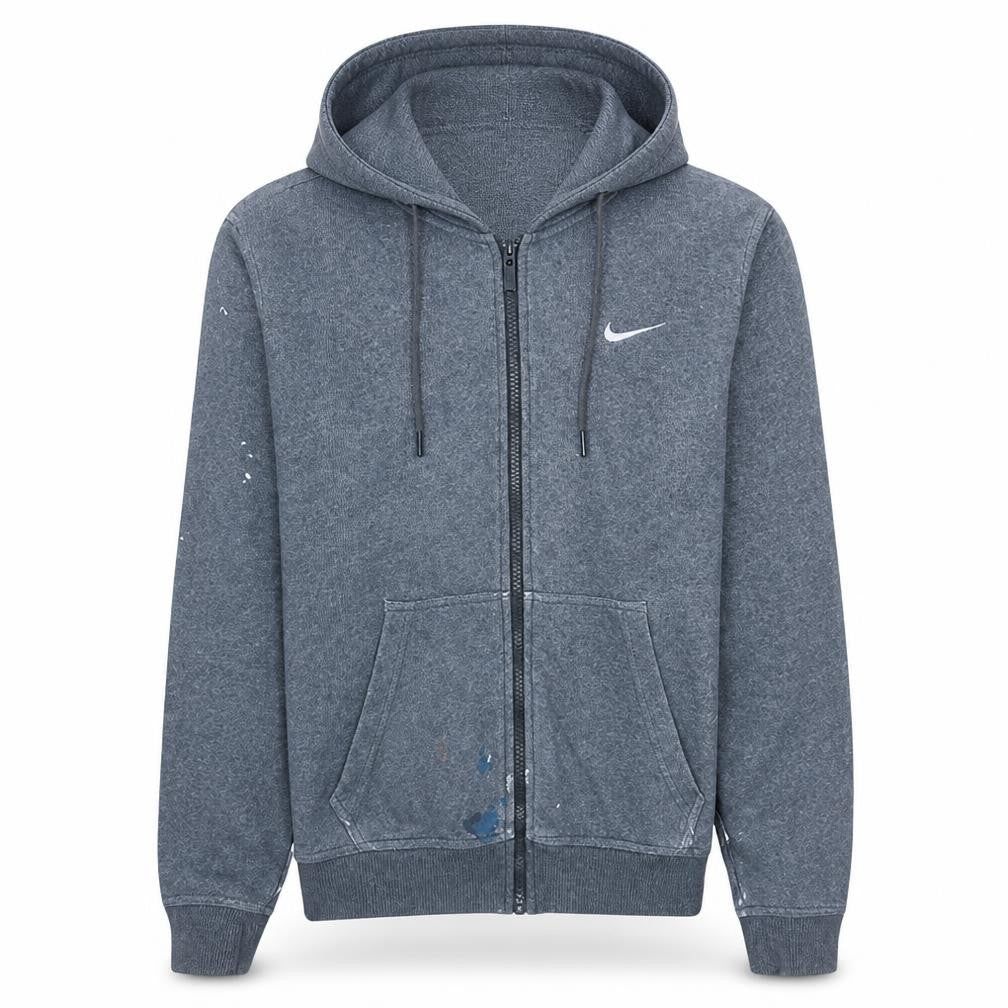 Nike Men's Grey Full Zip Hoodie M Regular Fit Fleece Sweatshirt