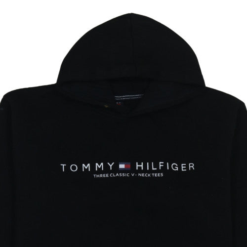 Tommy Hilfiger Men's Black Pullover Hoodie 2XL Fleece Sweatshirt