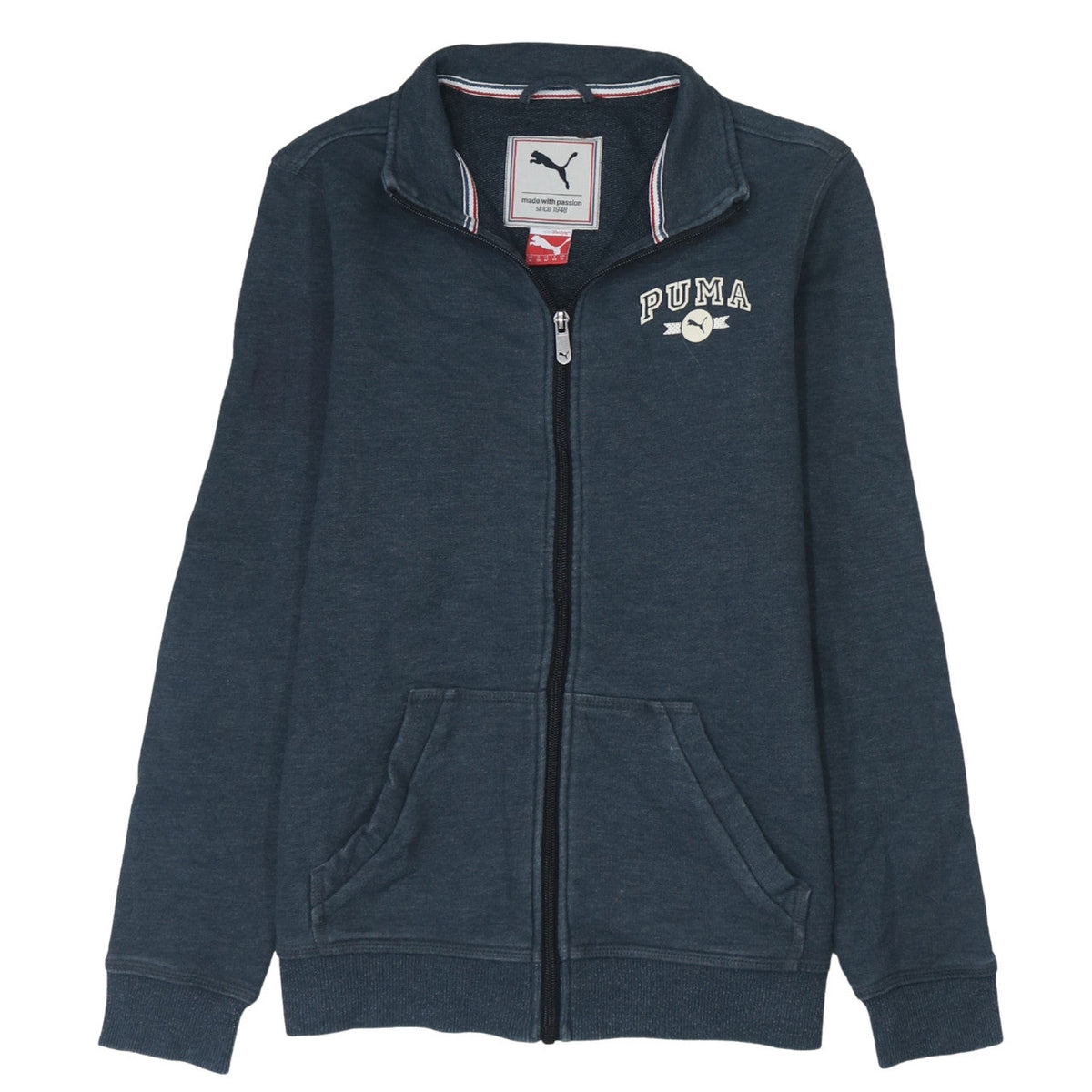 Puma Women’s Blue Track Jacket Size 12 Full Zip Cotton Blend