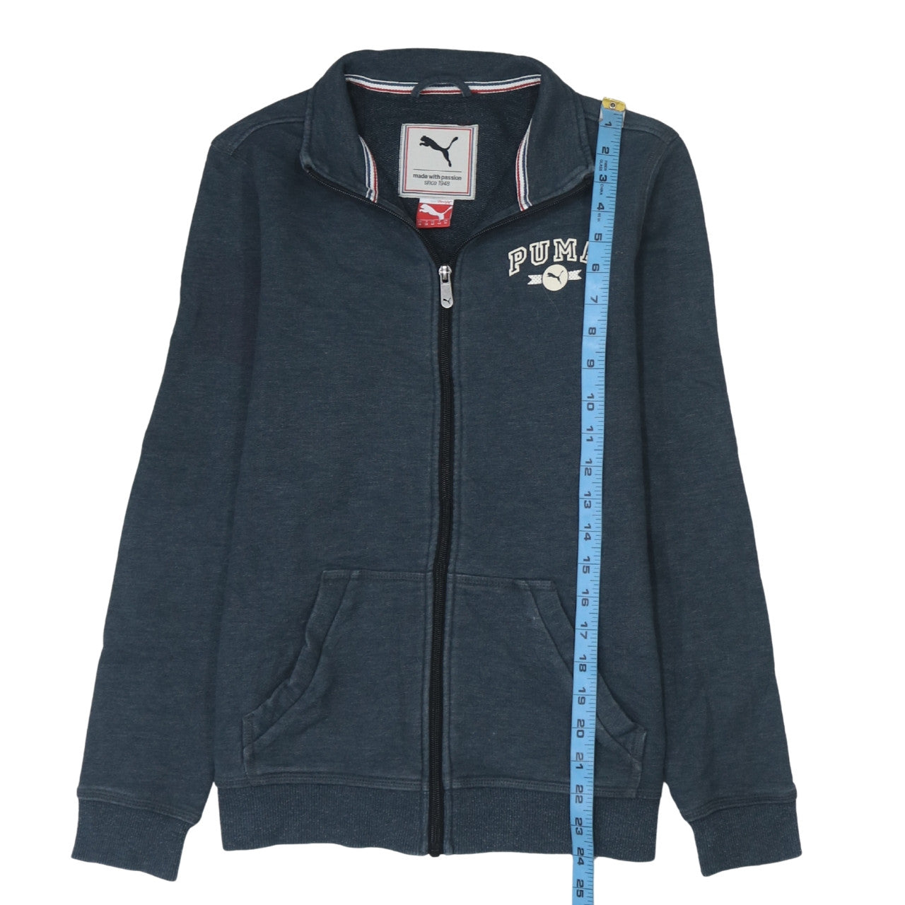 Puma Women’s Blue Track Jacket Size 12 Full Zip Cotton Blend
