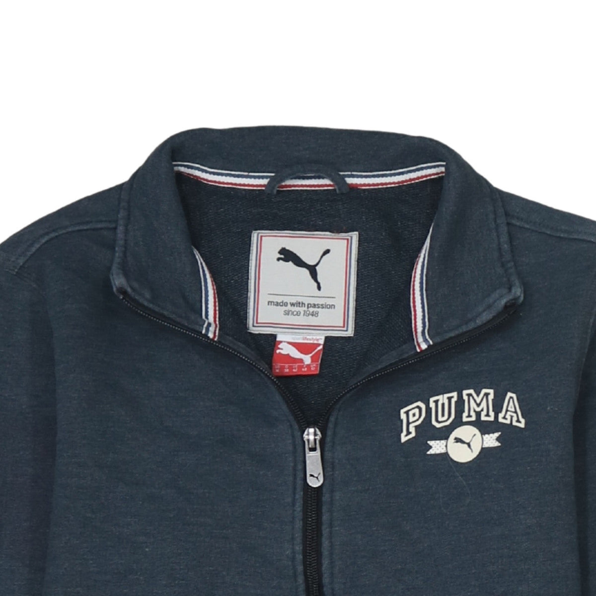 Puma Women’s Blue Track Jacket Size 12 Full Zip Cotton Blend