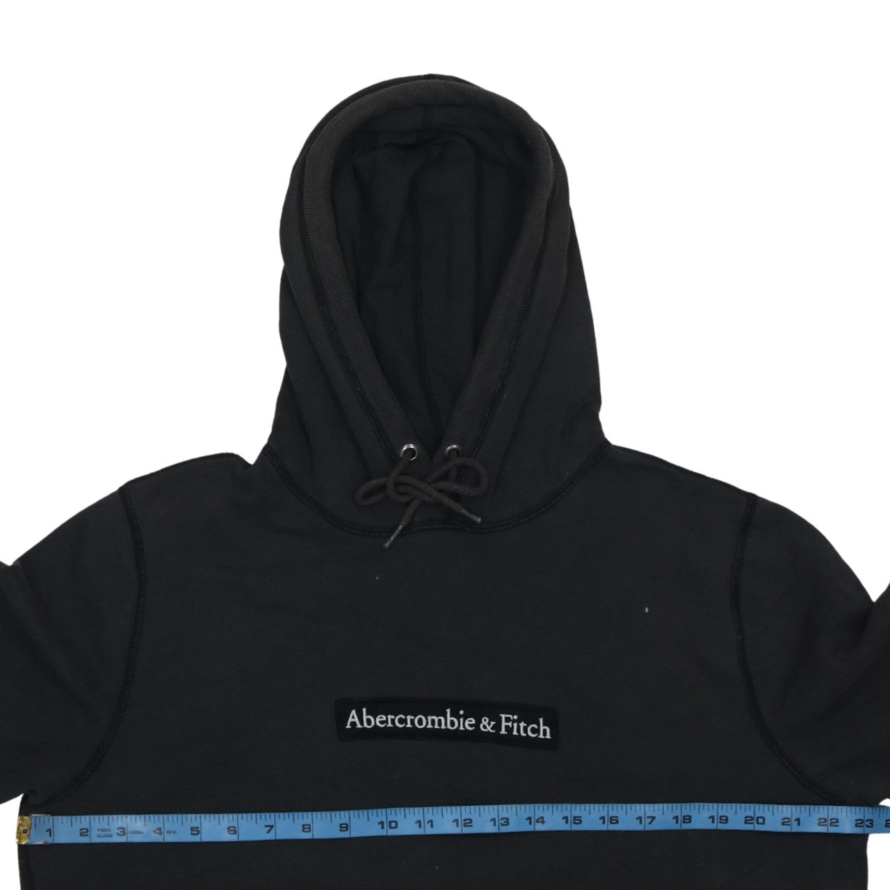 Abercrombie & Fitch Mens Black Pullover Hoodie Size L Logo Fleece