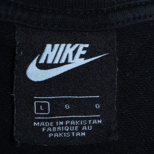 Nike Women Black Large Pullover Sweatshirt Crew Neck Logo Cotton Blend