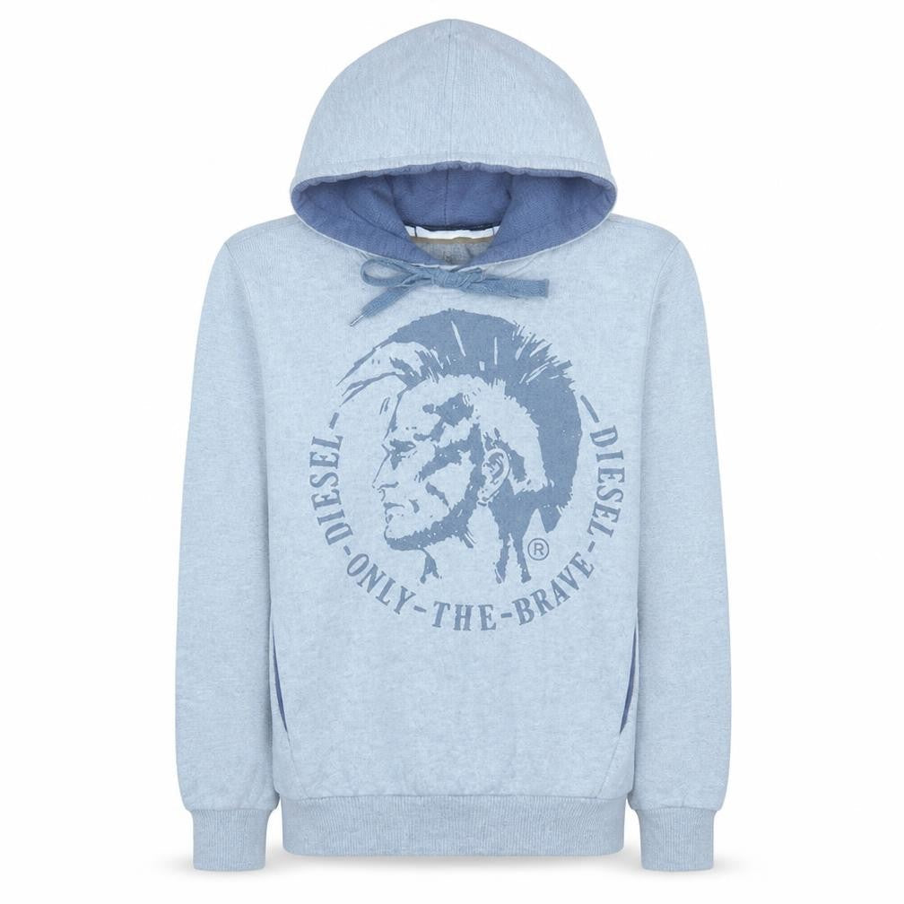 Diesel Men Blue Pullover Hoodie S Graphic Print Regular Fit