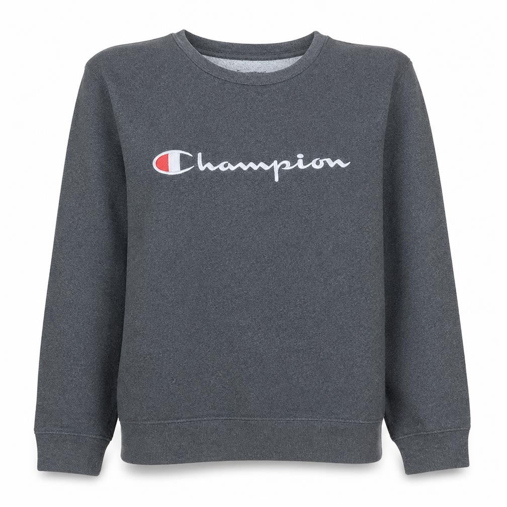 Champion Womens Grey Pullover Sweatshirt L Logo Print