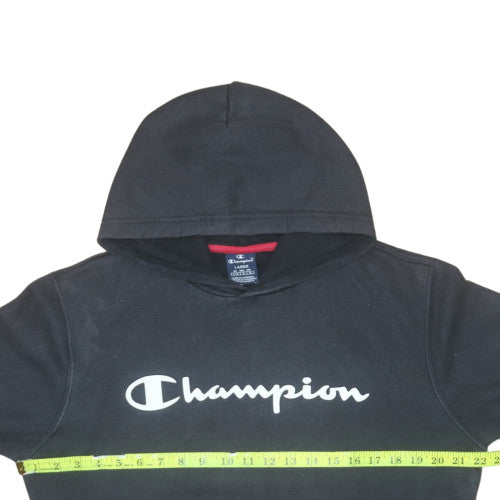 Champion Women Black Large Pullover Hoodie Cotton Blend Logo