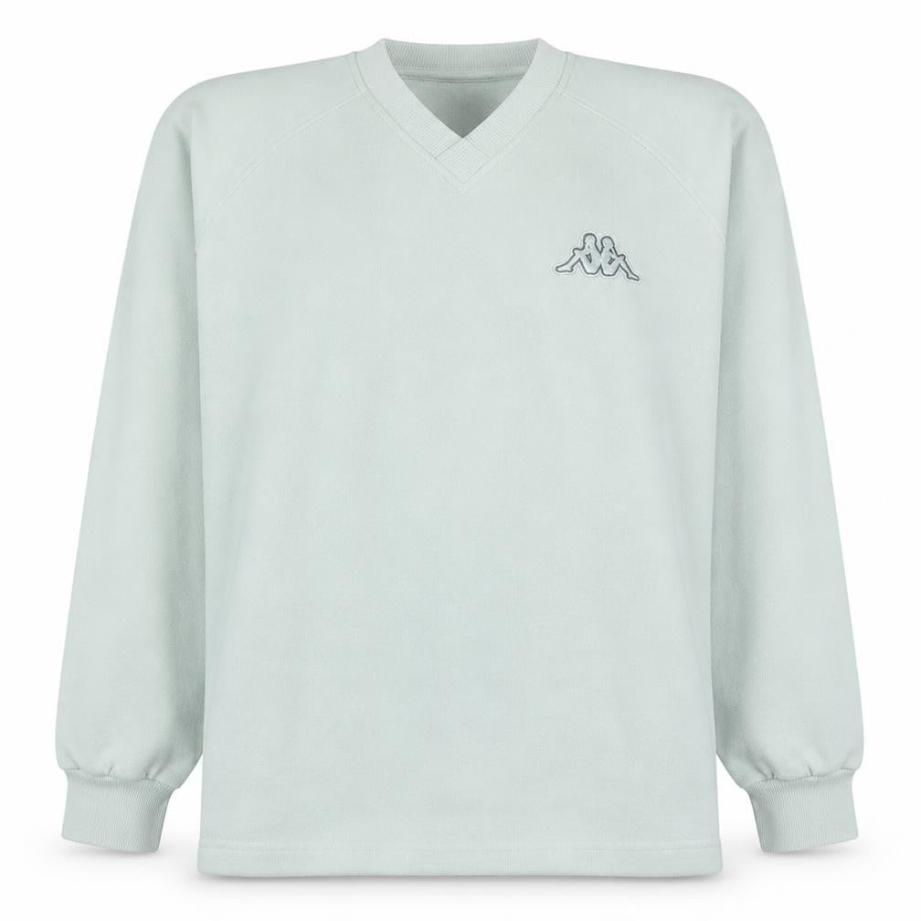 Kappa Mens White Pullover Sweatshirt L V-Neck Logo Sports Style