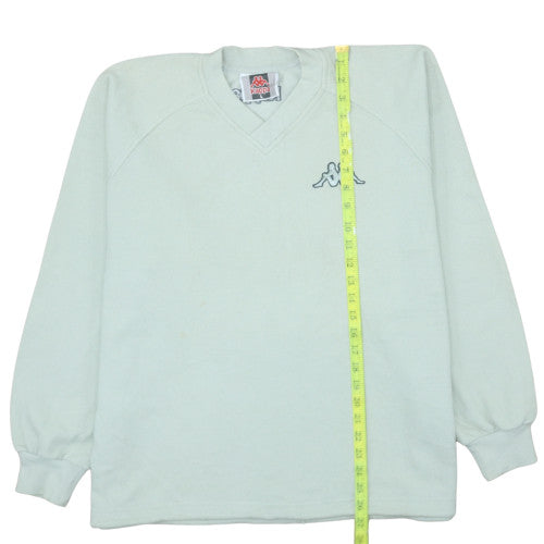 Kappa Mens White Pullover Sweatshirt L V-Neck Logo Sports Style