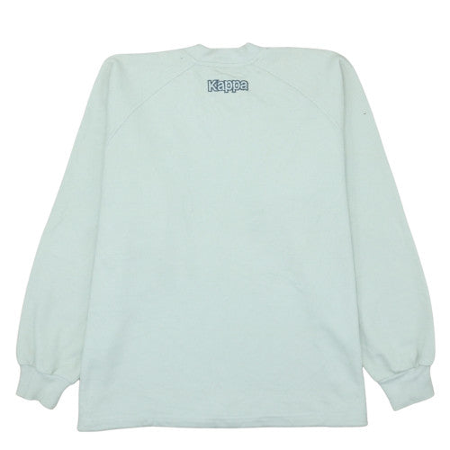 Kappa Mens White Pullover Sweatshirt L V-Neck Logo Sports Style
