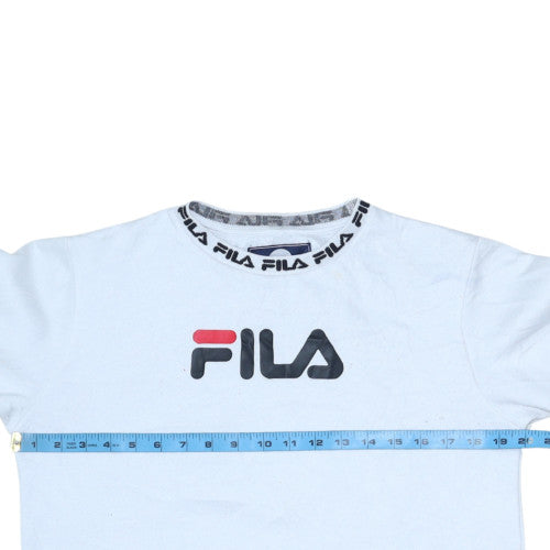 Fila Boys White Crew Neck Logo Sweatshirt 13-15 Years Polyester Cotton